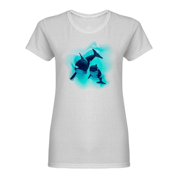 Beautiful Couple Of Orcas Shaped T-Shirt Women -Image by Shutterstock, Female Large