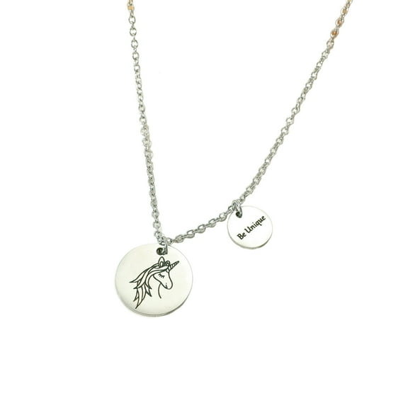 SIEYIO Fashion Round Unicorns Pendant Necklace Clavicle Chain Simple Collar Necklace