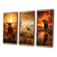 thumbnail image 3 of Designart "Cattle Silhouette Charm II" Animals Framed Wall Art Set Of 3 - Orange Cattle Frame Gallery Wall Set For Home Decor, 3 of 6