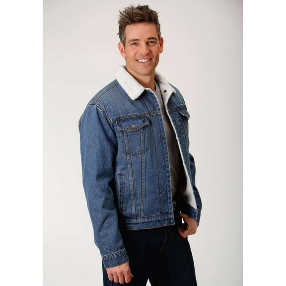 Roper Mens Blue With Sherpa Lining Denim Jacket