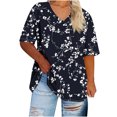 thumbnail image 2 of Plus Size Tops 4X Women​ Under $10 V-neck Short Sleeved Solid Summer Base Shirt Sports T-shirt, 2 of 4