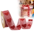 thumbnail image 3 of 1 Roll Valentine's Day Ribbon, Wide Heart Print Thin Grosgrain Ribbon for Crafts Valentine's Day Gift Wrapping DIY Wedding Anniversary Decorations 0.98" x 16.4ft, 3 of 9