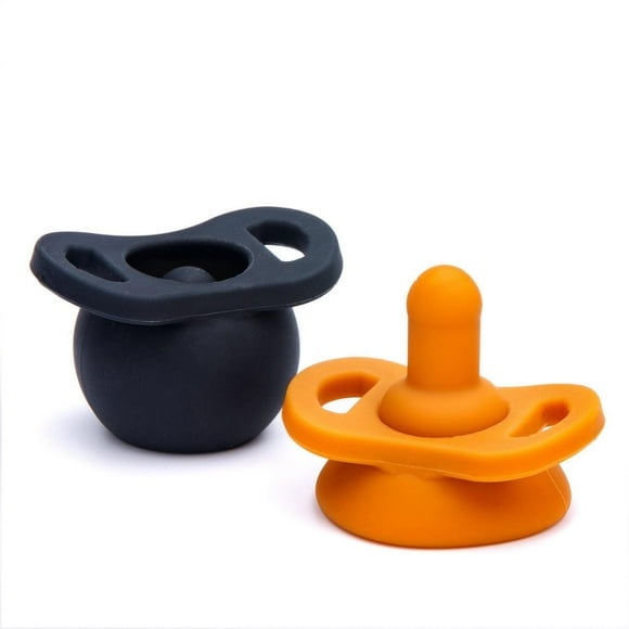 Doddle & Co - Bébé, Nourrisson - Sucette Pop & Go - Étape 1 - Étui à sucette intégré - Silicone - Paquet de 2 - Charbon / Épice