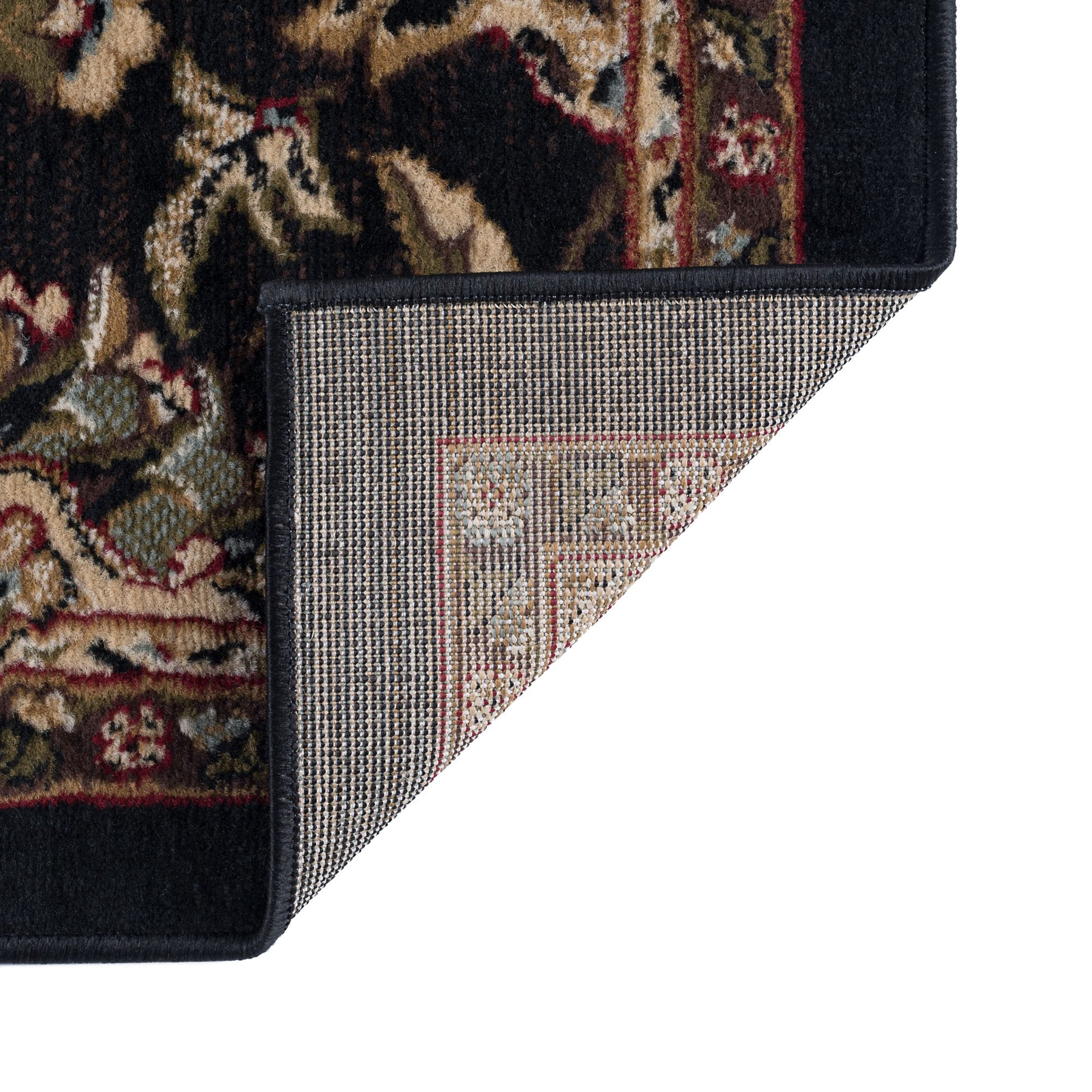 Transitional 5x7 Area Rug (5' x 7') Oriental Black, Brown Living Room Easy to Clean