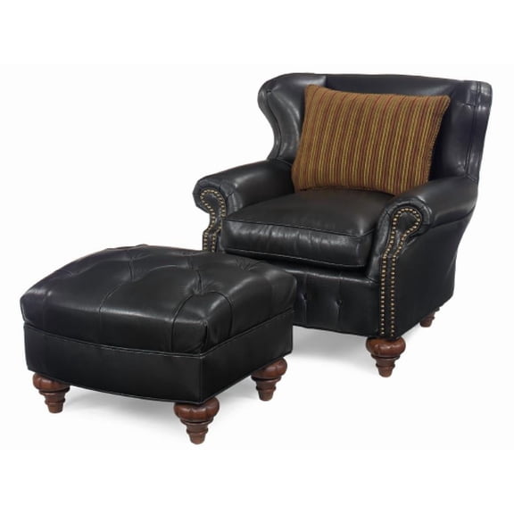 Hand-Crafted Ebony Leather Accent Chair-USA Made