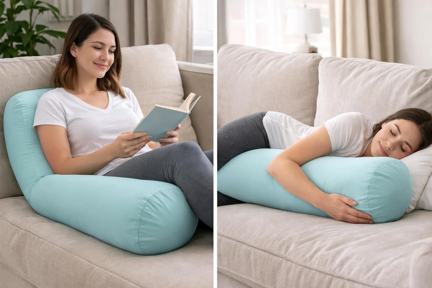 Mushy Pillows Microbead Body Pillow - Luxuriously Soft and Huggable with Removable Cover 30 X 8"
