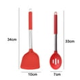 thumbnail image 2 of Paquete de 2 utensilios de cocina de silicona grandes, juego de utensilios de cocina de acero inoxidable sólido y ranurado, resistente al calor, 2 of 5