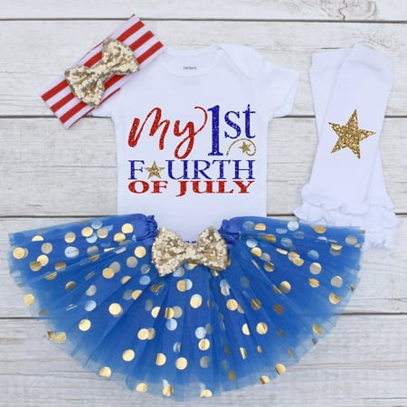 

Actoyo Infant Baby Girls My 1st Fourth of July Romper Skirt Headband Outfits Set
