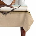 thumbnail image 4 of Beige Sage Green Texas Star Retro Table Cloth Waterproof Tablecloths, Vintage Stars Wooden Tablecloth Dining Table Cover for Kitchen Party Tabletop Outdoor, Rectangle Tablecloth 52x70 Inch, 4 of 9