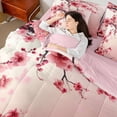 thumbnail image 4 of Manfei Floral Sakura Bedding Comforter Set 7-Piece for Female Men,Japanese Style King Bedding Sets,Cherry Blossoms Ultra Soft Bed Sheets,Ultra Soft Home Decor,Reversible, 4 of 8
