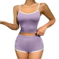 thumbnail image 6 of 2 Pack ylioge 2X-4X Plus Size Short Pajama Sets for Women 2 Piece Trendy Solid Color Stretchy Slim Sleeveless Tank Tops and Shorts Homewear Pajamas Suits Set, 6 of 8