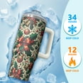 thumbnail image 4 of 30oz Xmas Tumbler with Lid and Straw, Stainless Steel Cup with Handle Red Bowknot Travel Mug, Holiday Presents, 4 of 5
