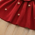 thumbnail image 6 of Odeerbi Toddler Girls Fall Winter Long Sleeve Sweater Dress Bow Ruffle Rib Knit Cotton Dress 1-8 Years Cute Lace Patchwork Round Neck Dress Toddler Clothes Red, 6 of 9