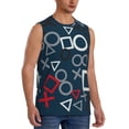 thumbnail image 2 of Bingfone Navy Blue Geometric Pattern Men's Tank Tops Workout Sleeveless Tee Shirts Running Beach Tanks for Men-3X-Large, 2 of 7
