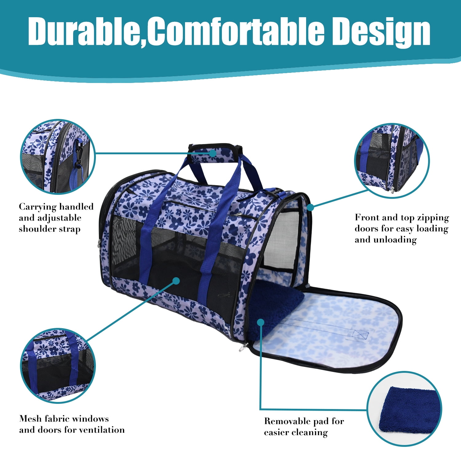 GOOPAWS Soft-Sided Kennel Pet Carrier for Small Dogs, Cats, Puppy, Airline Approved Cat Carriers Dog Carrier Collapsible, Travel Handbag & Car Seat
