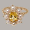 thumbnail image 5 of LBG British Made 14k Rose Gold Natural Citrine & Cultured Pearl Womens Promise Ring - 33 size options - Size 4.5, 5 of 6