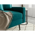 thumbnail image 3 of Enor Furniture Gault 58" Square Arm Modern Fabric/Metal Loveseat in Teal Blue, 3 of 16