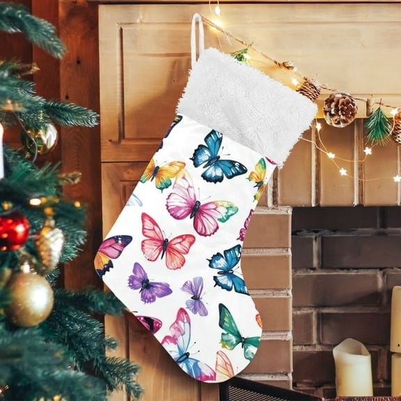 RMDQTR Christmas Stockings for Xmas Gifts - Large Size Festive Holiday Decor for Family Butterflies in Various Sizes