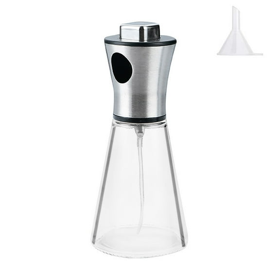 200Ml Glass Stainless Steel Cooking Oil Spray for Olive Rapeseed Oil, Refillable Kitchen Sprayer Bottle for Air Fryer, Bbq, Salad, Baking, Camping, Restaurant & Home , 1× Funnel 1× Spray Bottle