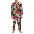 thumbnail image 4 of Bingfone Men'S Pajama Set 2 Piece Loungewear Pjs, Long Sleeve With Pajama Pants-Skull And Roses, 4 of 9