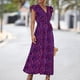thumbnail image 5 of Gibobby Vestido largo casual de verano para mujer Vestidos casuales de verano para mujer Vestido de manga corta con estampado de flores Vestido casual de playa(Morado,CH), 5 of 5