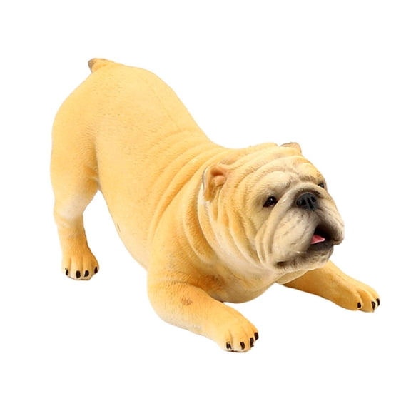 Masteelf Realistic Bulldog Dog Figurine Model, Plastic Decorative Ornament for Home, Office, Shelf Display
