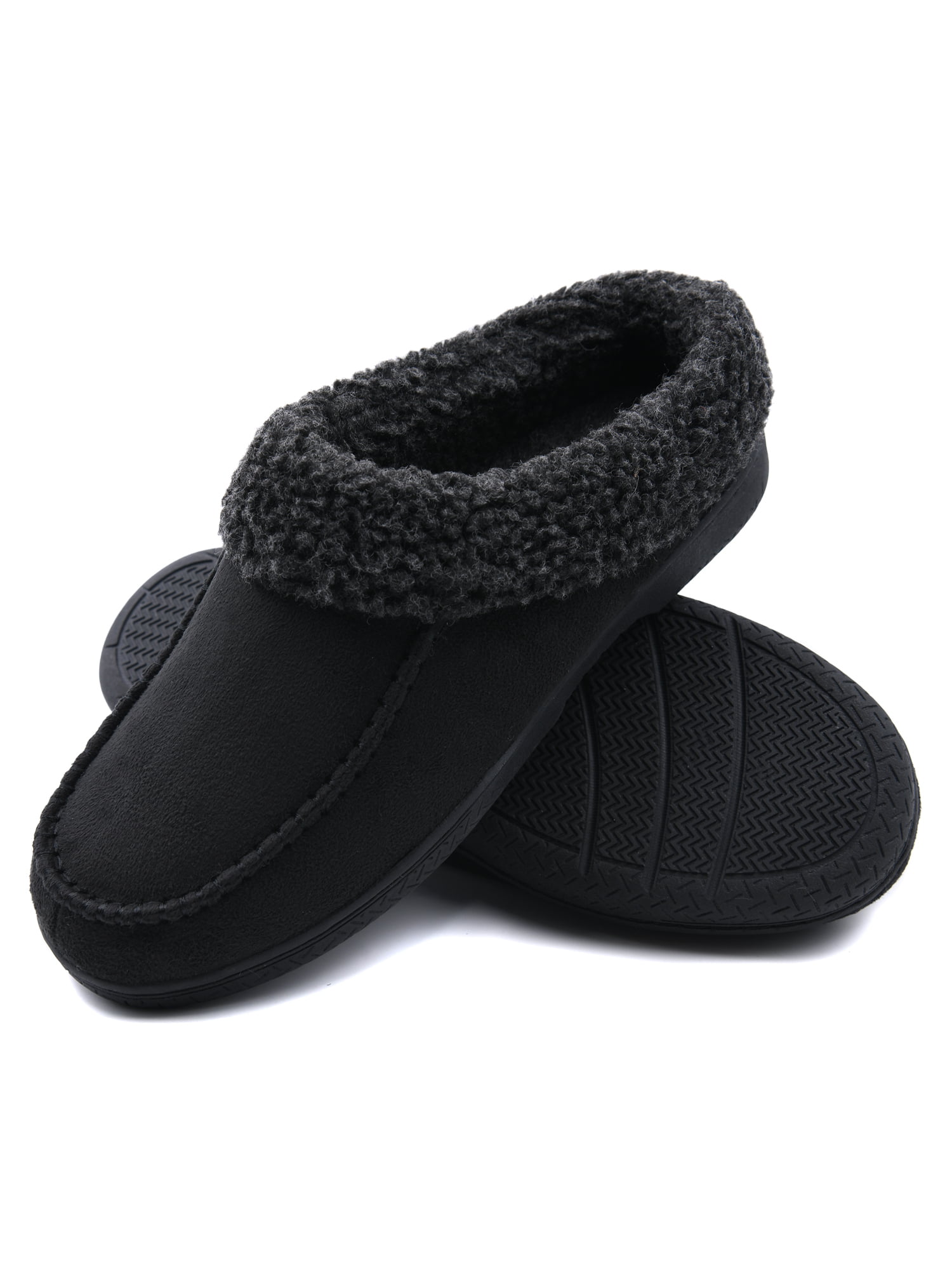 DL Mens Memory Foam Moccasin Slippers Breathable Moccasin Slippers Micro Wool House Shoes Anti-Slip Sole Indoor Outdoor 