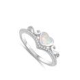 thumbnail image 4 of CHOOSE YOUR COLOR White Simulated Opal Heart Chevron Pointed Infinity Sterling Silver Ring CZ Female Size 5, 4 of 4