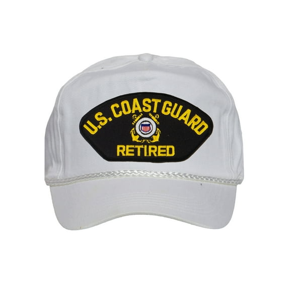 Mens Cotton Coast Guard Twill Golf Cap - Snapback Cap with Rope, Retired White