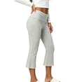 thumbnail image 4 of Cropped Flare Pants for Women Trendy Slimming Trouser Foldover Waist Soft Casual Capri Pants Gray M, 4 of 7