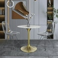 thumbnail image 3 of LeisureMod 27" Round Dining Table with MDF Top and Brushed Gold Stainless Steel Pedestal Base Seats 2-3 Person for Modern Home, Kitchen, Cafes Verve Collection White, 3 of 6