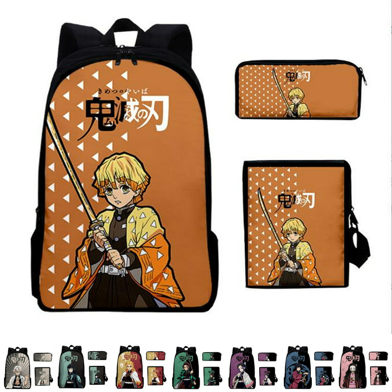3Pcs/Set Anime Laptop Schoolbag Slant Demon Slayer Backpack Creative Super  Anime 3D Printed+Shoulder Bags with Pencil Case Back to School Gifts 