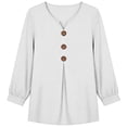 thumbnail image 5 of Edvintorg Womens Tops Trendy Long Sleeve V Neck Loose Casual Lightweight Pullover Top with Button Womens Clothing White M, 5 of 7