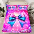 thumbnail image 2 of Manfei Girls Bow Bowtie Twin Sheet Sets,Bow Knot Ribbon Twin Fitted Sheet,Colorful Glitter Print Flat Sheet For Princess,Ultra Soft Home Decor,3 Pieces, 2 of 7