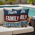 thumbnail image 5 of Independence Day Pillow Covers 2 Pack U.S. Flag Faith Family Freedom Wood Grain Pillowcase Waterproof Outdoor Throw Pillow Cover for Patio Garden Square Cushion 24”x24”, 5 of 9