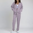thumbnail image 2 of Sweatsuits Women 2 Piece Outfit Fleece Zip Up Jacket Oversized Hoodie Jogger Sweatpants Set Cozy Matching Sweat Sets Purple XL, 2 of 3