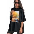 thumbnail image 3 of Plus Size Shirt for Women Black Tops for Women Short Sleeves Shirt for Women Forest At Autumn T Shirt Oversized Shirt for Women S, 3 of 5