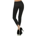 thumbnail image 2 of Sakkas Cotton Blend Lace Trim Stretch Capri Leggings - Made in USA - Black - Large, 2 of 5