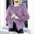 thumbnail image 3 of Women's Fashion Winter Coat Sherpa Fleece Faux Fur Shearling Oversized Trendy Jackets Warm Outerwear Purple XS, 3 of 3
