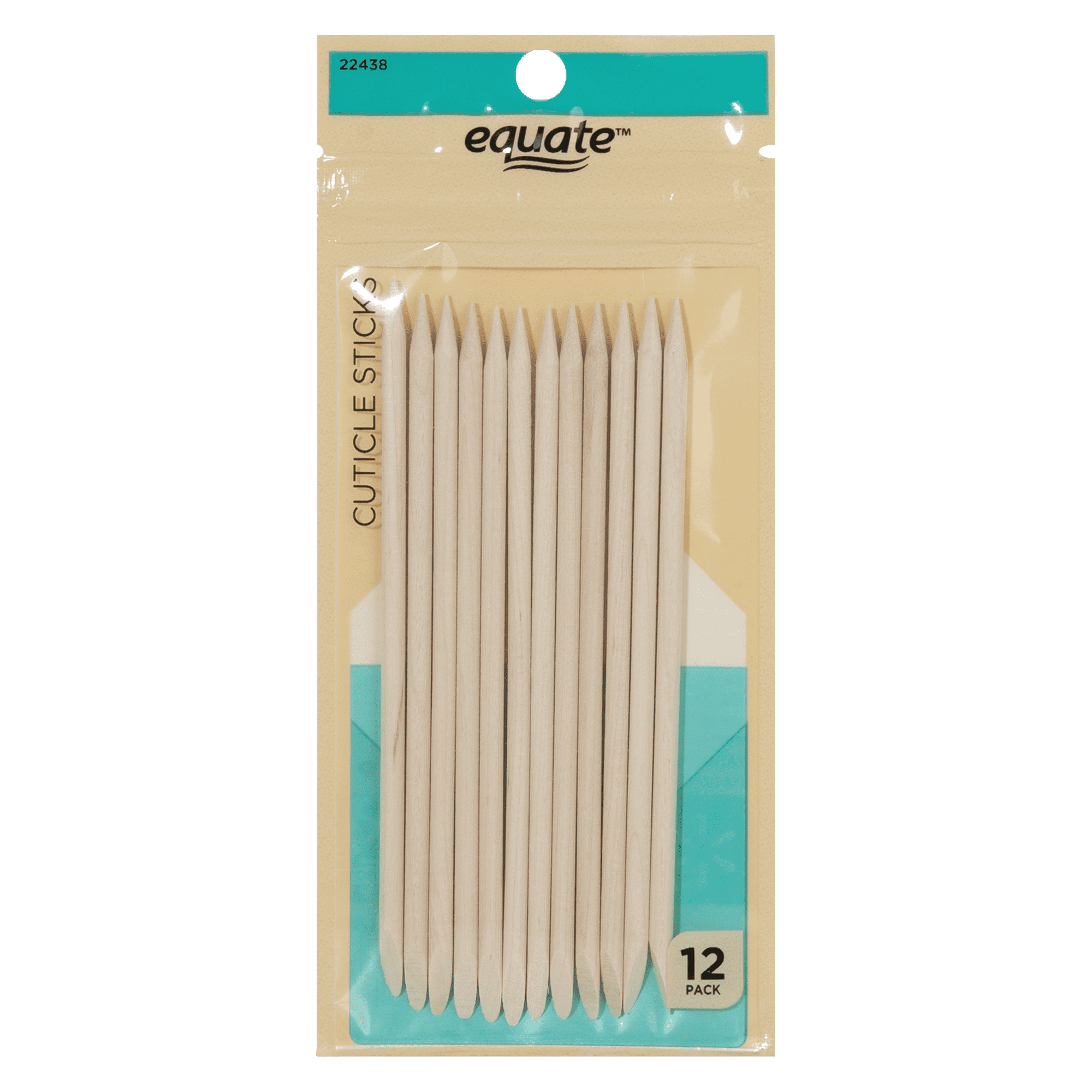 Equate Beauty Dual Sided Wooden Nail Care Cuticle Sticks, 12 Pack