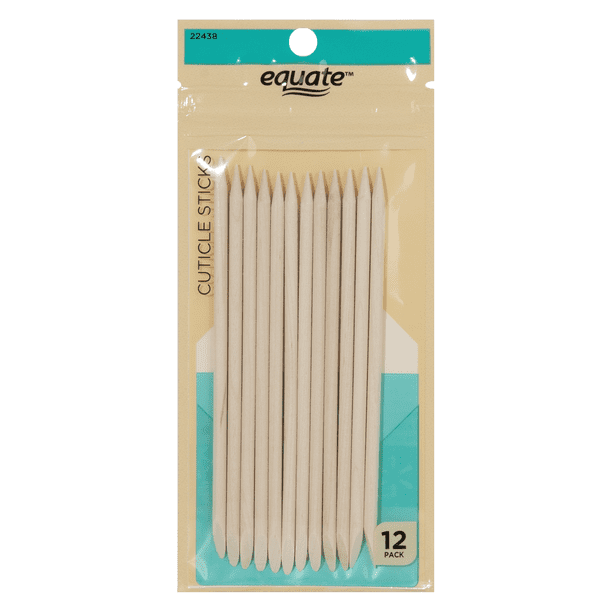 Equate Beauty Dual Sided Wooden Nail Care Cuticle Sticks, 12 Pack