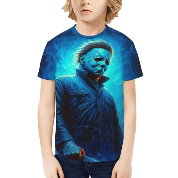 Michael Myers T-Shirt for Boys Girls Youth, 3D Printed Graphic T-Shirts Short Sleeve Summer Casual Tee Shirts for Kids