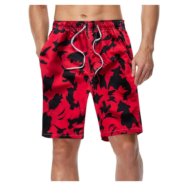 Shorts de Bain Imprimés d'Été pour Hommes avec Poche à Cordon pour Tenue de Plage Décontractée