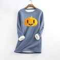 thumbnail image 2 of IROINNID Long Sleeve Shirts for Women Winter Reduced Women's Plush Warm Undershirt Long Sleeve Crewneck Top,Blue, 2 of 5