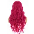 thumbnail image 4 of RightOn 23" Hot Pink Wig Long Curly Wig with Bangs Synthetic Wig Women Girls Wig Rose Red Wigs with Wig Cap, 4 of 5