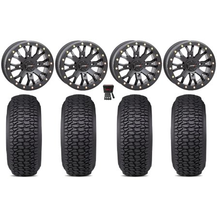 System 3 SB-4 15" Wheels Black (6 1) 35" Regulator 2 Tires Kawasaki Mule Pro FXT