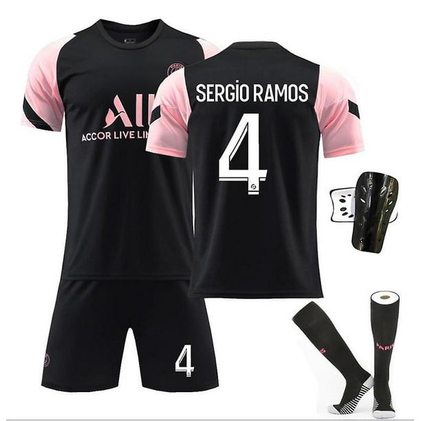 Nueva camiseta de futbol para ninos 2021 2022 30 Messi 4 Sergio Ramos Camisetas de futbol Conjunto de pantalones cortos calcetines Tallas para jovenes B4 Negro 26 BmatwkZeng Bmatwe Jersey Walmart en l...