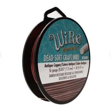 The Beadsmith Wire Elements Craft Wire – Tarnish Resistant, Soft Temper, Round, Antique Copper Color – 1.3mm, 16 Gauge, 30 Foot Spool – Jewelry Making, Wire Wrapping, Floral, & Other DIY Crafts
