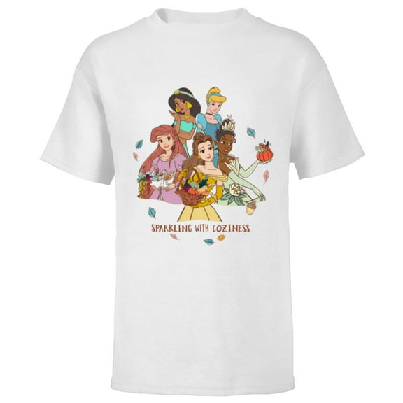Disney Princesses Charming with Coziness Fall - Short Sleeve T-Shirt for Kids - Customized-White