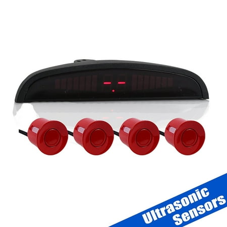 4 Parking Red Sensors LED Auto Backup Reverse Rear Radar System Alert Alarm